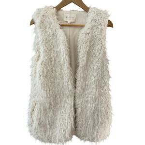 TWO by Vince Camuto Antique White Bohemian Chic Faux Fur Lined Vest Size‎ XS